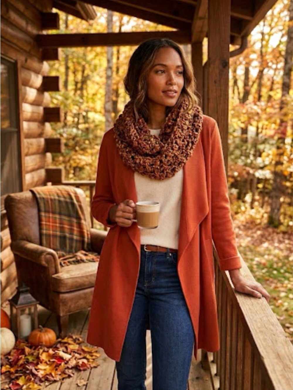 Soia & Kyo Rust Open-Front Draped Women's Cardigan | XS | Like New